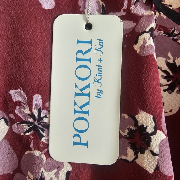 Pokkori Burgundy Floral Print Nursing Blouse Maternity Size MEDIUM Lightweight - Picture 6 of 10